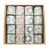 Rustic Green Christmas Ribbon(6.3CM*3YDS) displayed in a box with various festive designs.